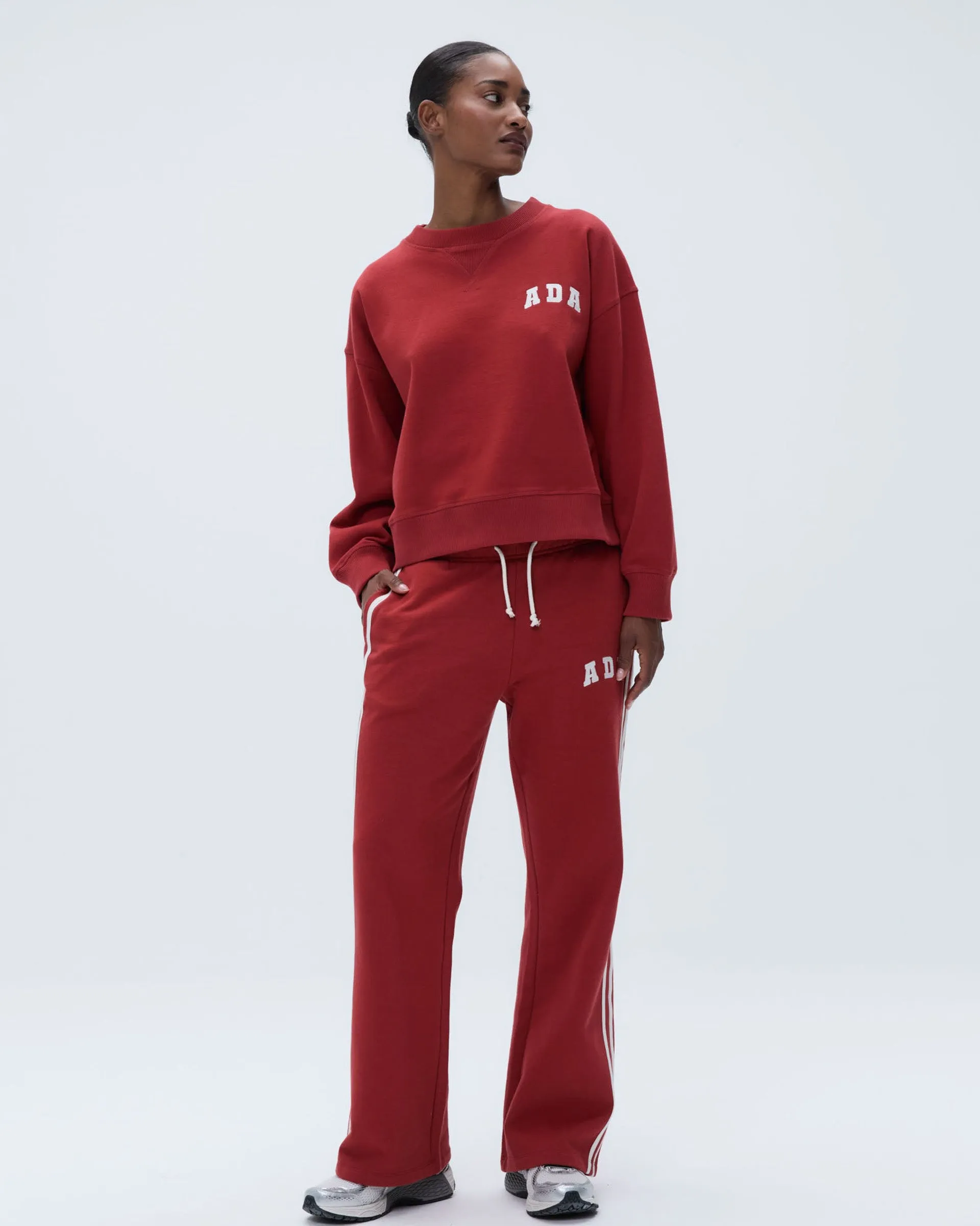 ADA Stitch Loose Fit Sweatpants - Vintage Red/Marshmallow White