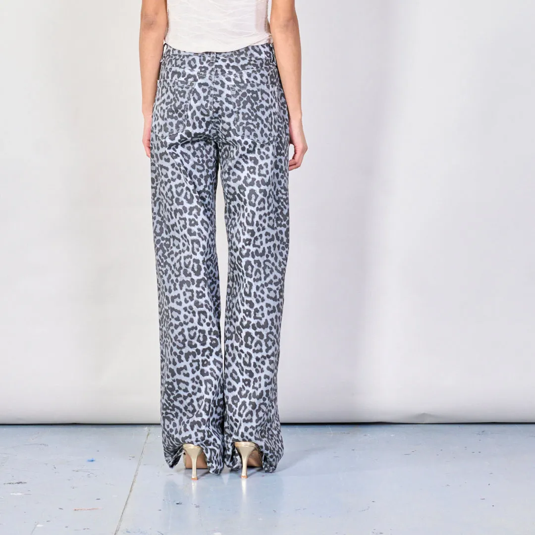 Animal print wide-leg trousers wholesale