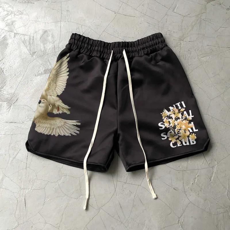 Blavra Vintage Print Street Casual Sports Shorts