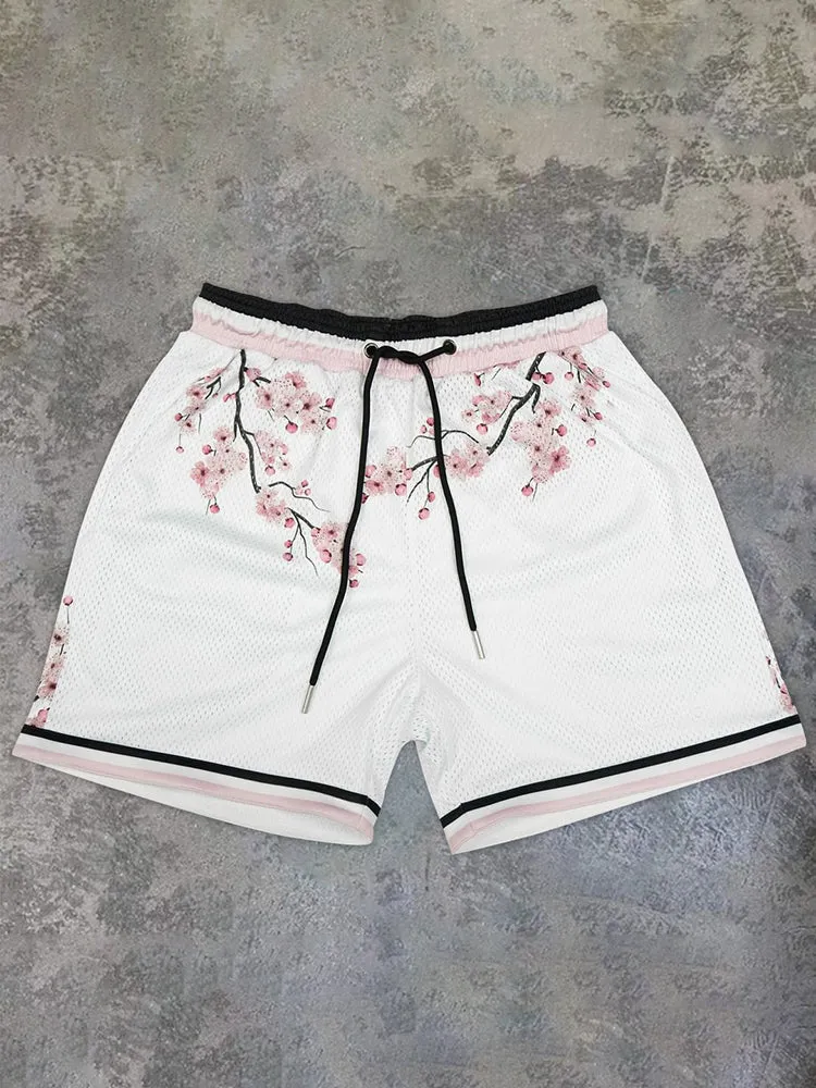 Casual Art Flower Fashion Loose Mesh Sports Shorts