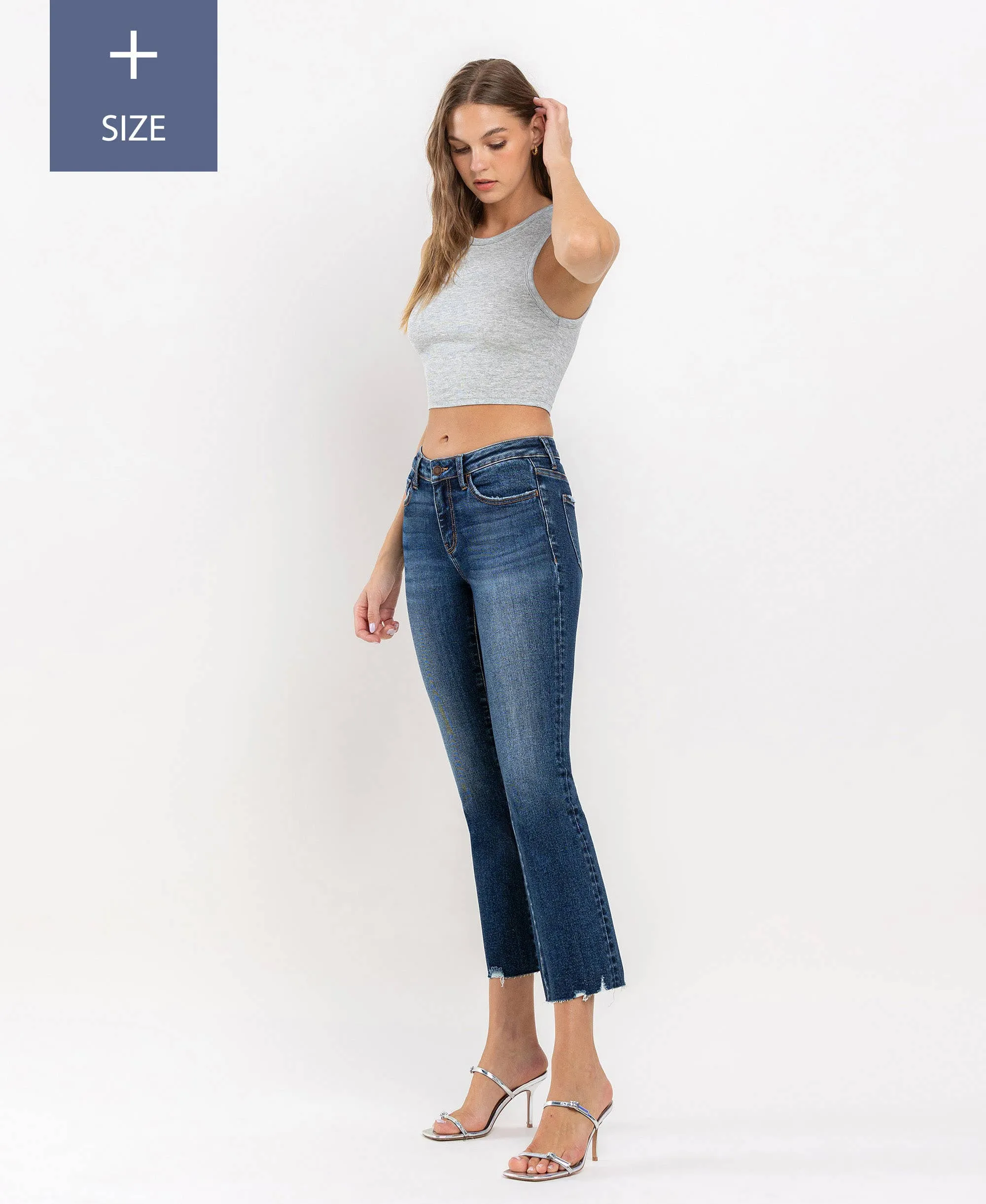 Curvy Lovervet Mid Rise Crop Mini Bootcut Jean