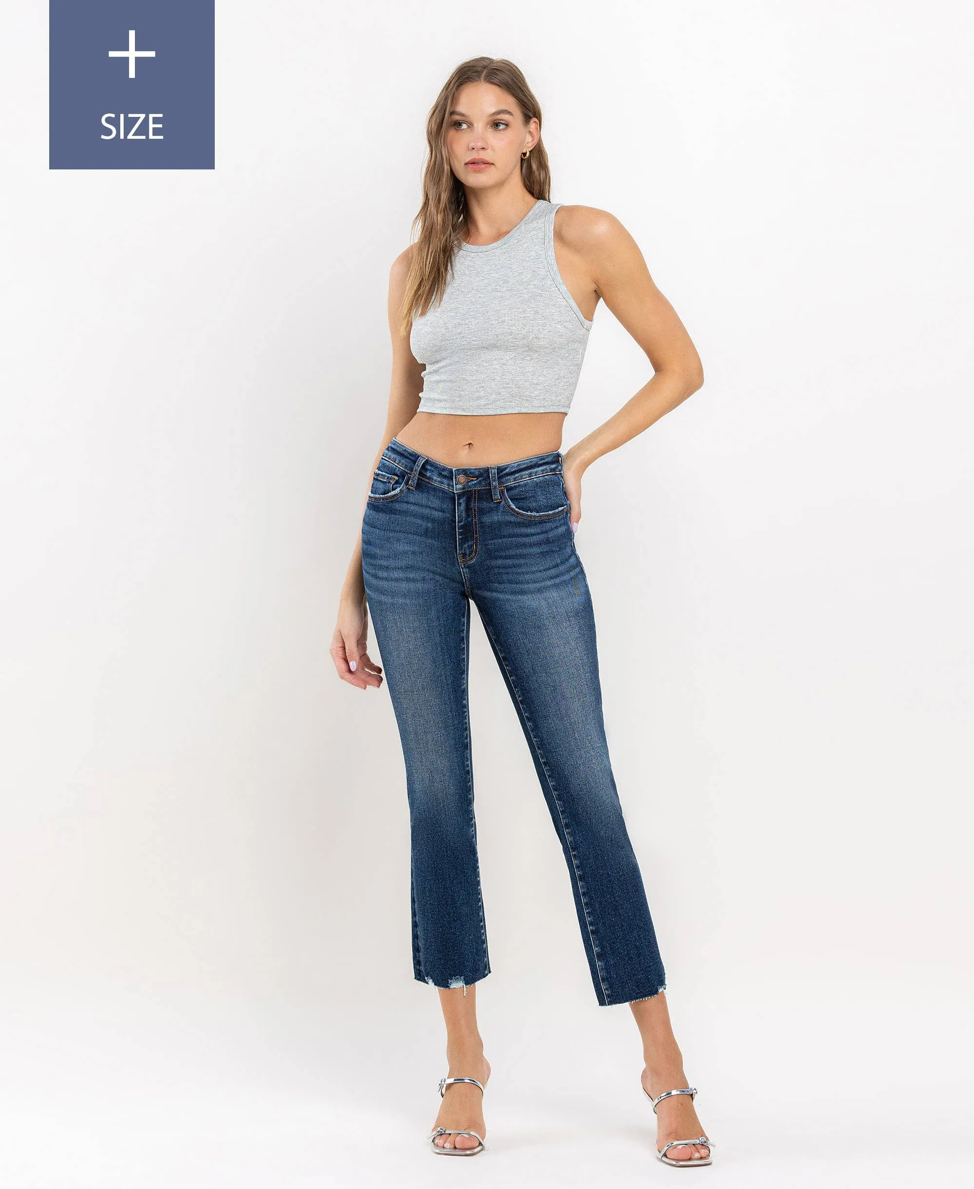 Curvy Lovervet Mid Rise Crop Mini Bootcut Jean