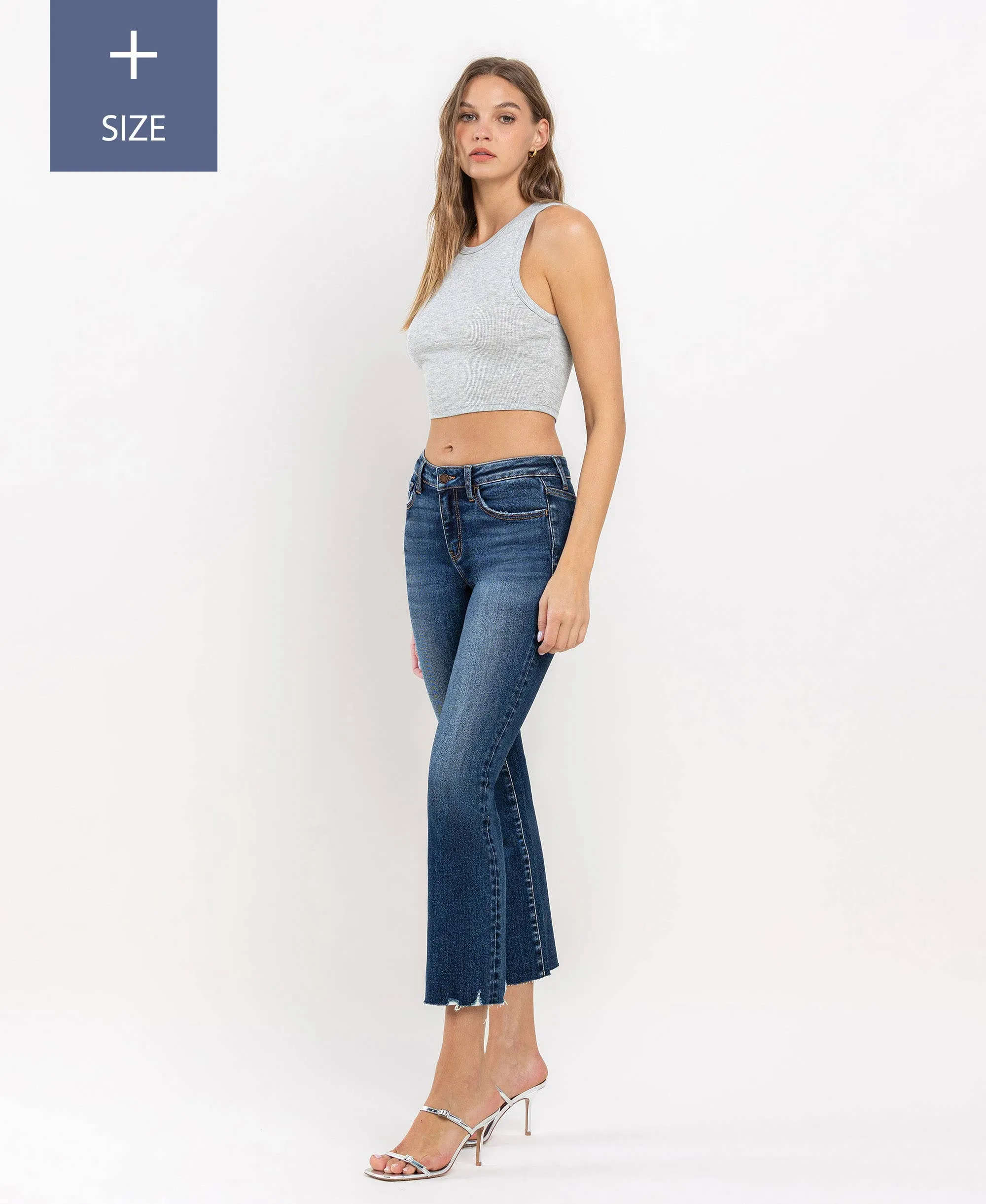 Curvy Lovervet Mid Rise Crop Mini Bootcut Jean