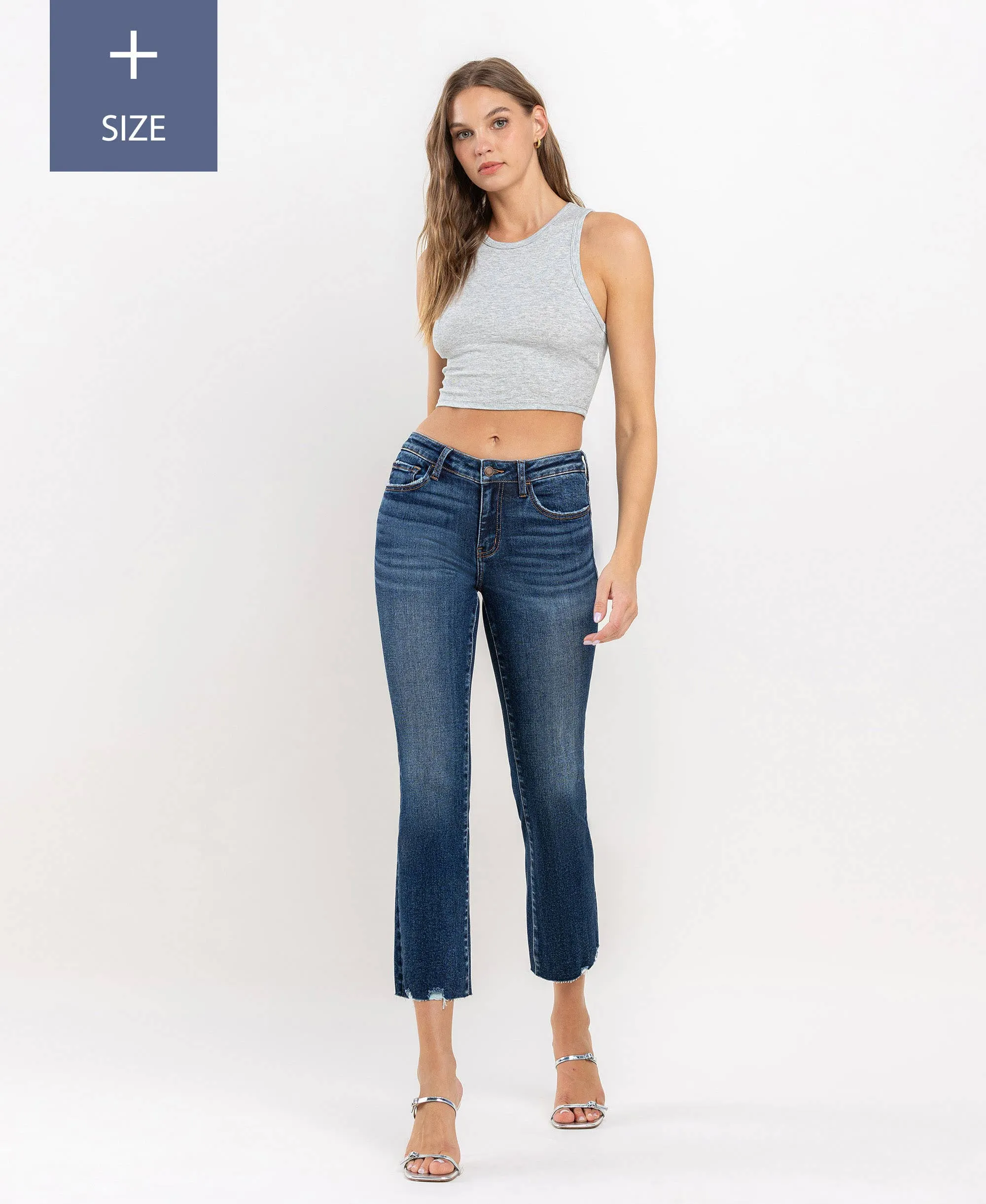Curvy Lovervet Mid Rise Crop Mini Bootcut Jean