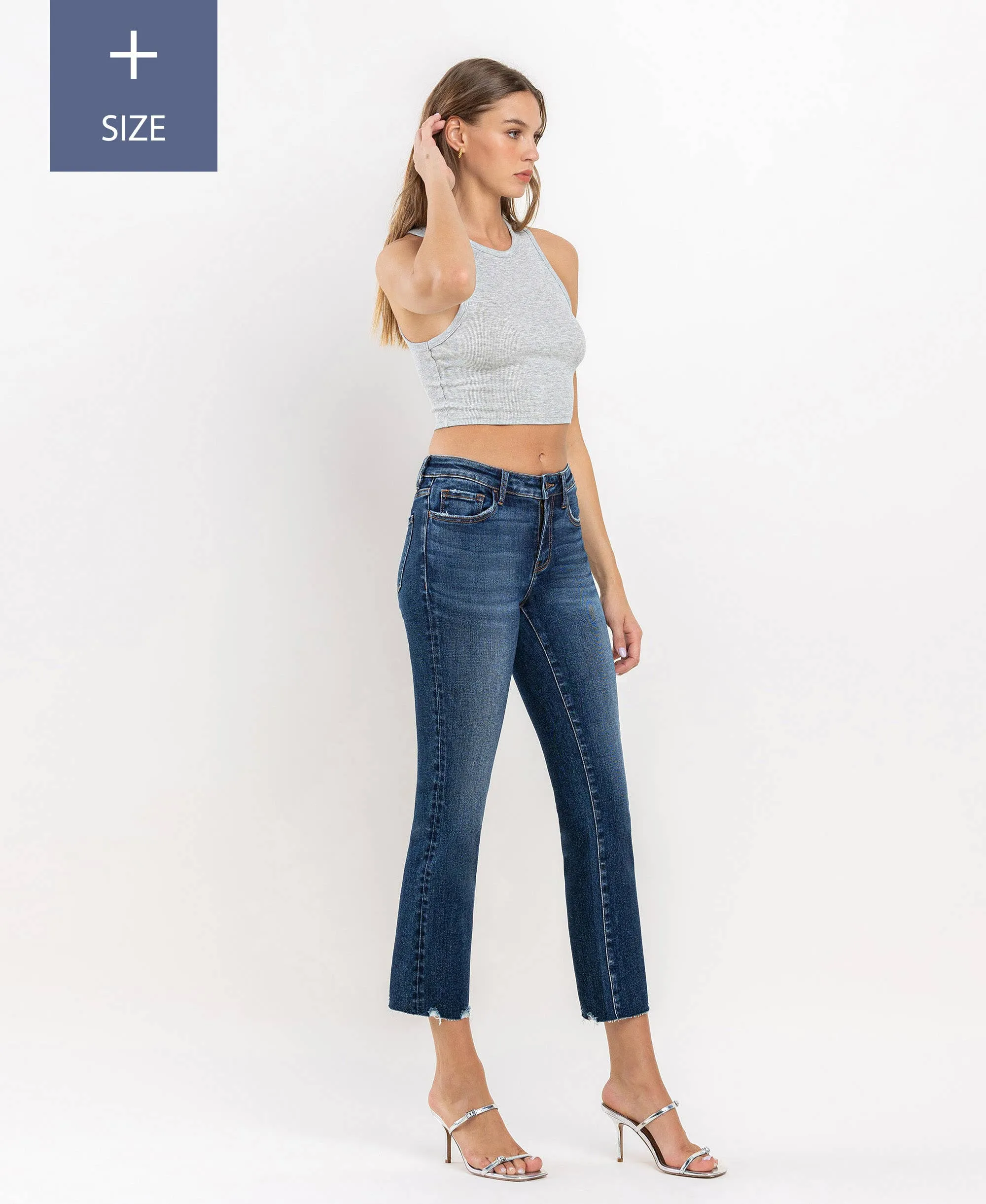 Curvy Lovervet Mid Rise Crop Mini Bootcut Jean