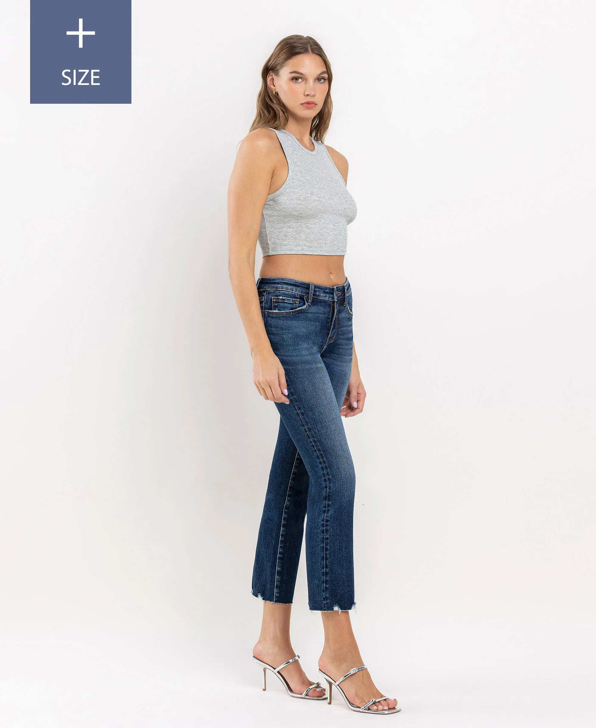 Curvy Lovervet Mid Rise Crop Mini Bootcut Jean