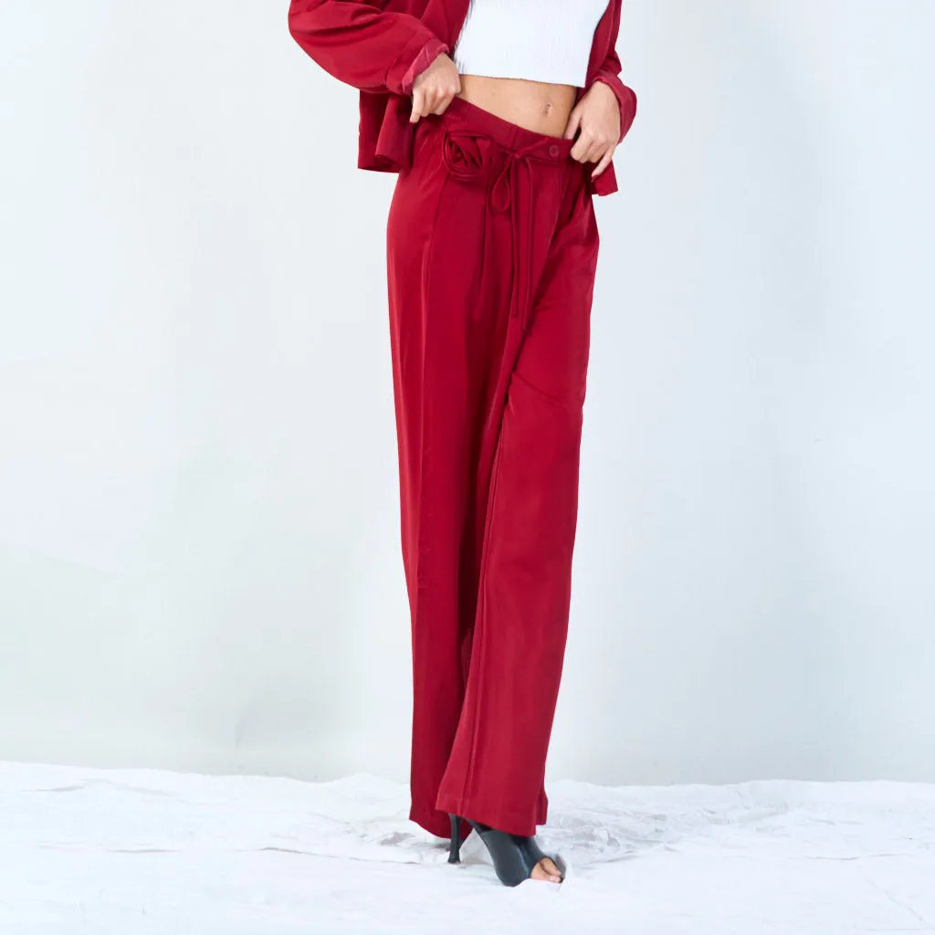High-waist wide-leg trousers with belt wholesale