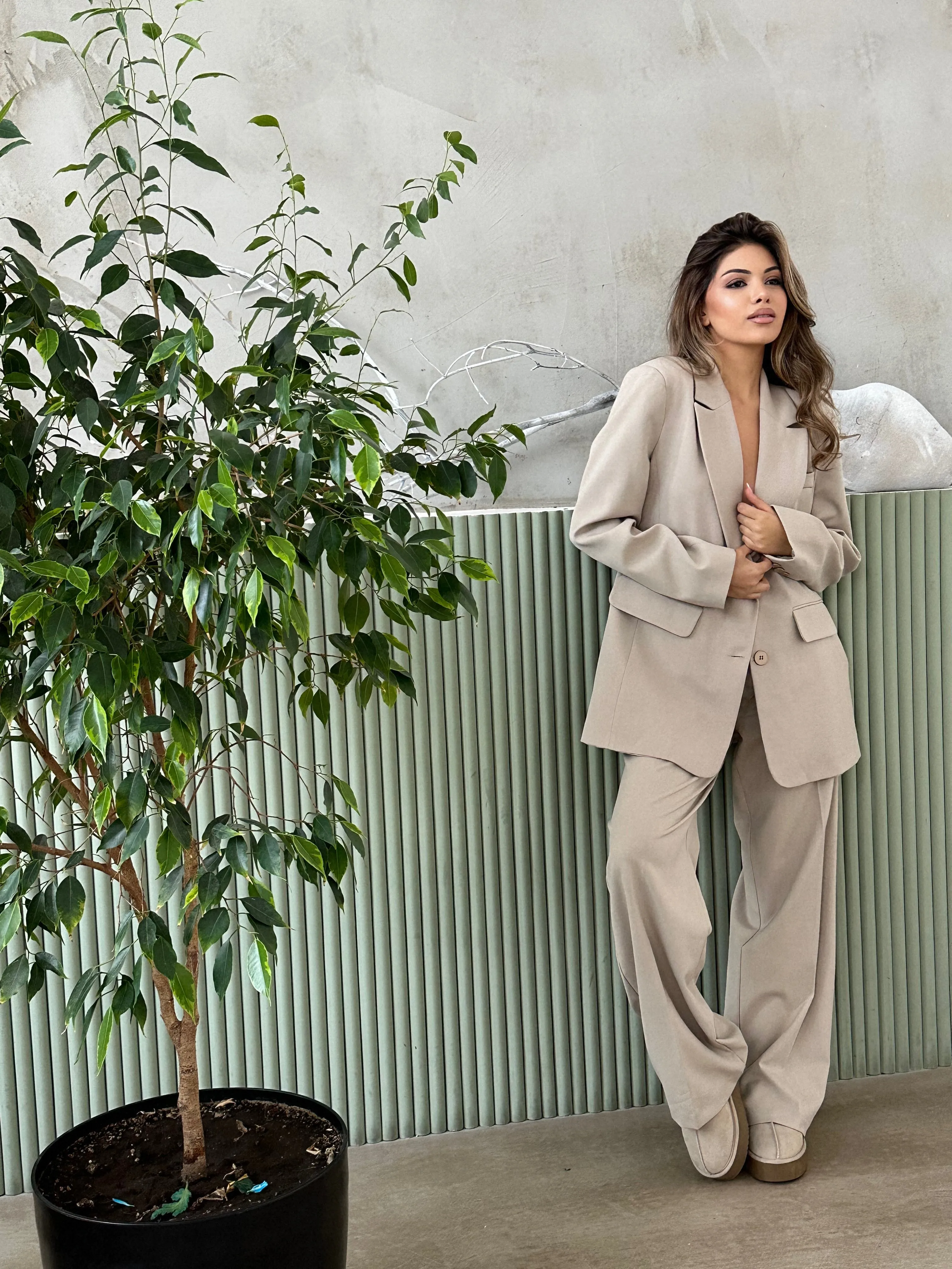High-waisted classic pants
