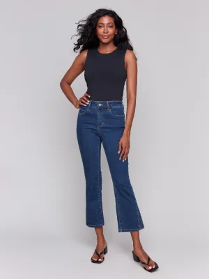 Lace Cut Side Bootcut Jeans - Indigo