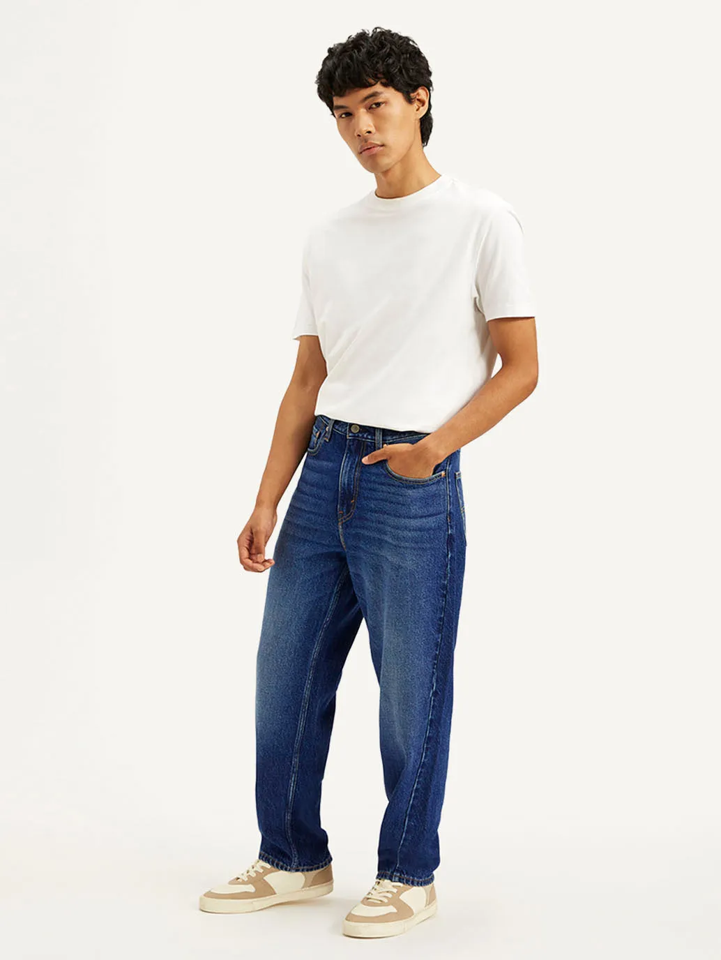 Men's 568 Blue Loose Straight Fit Mid Rise Jeans