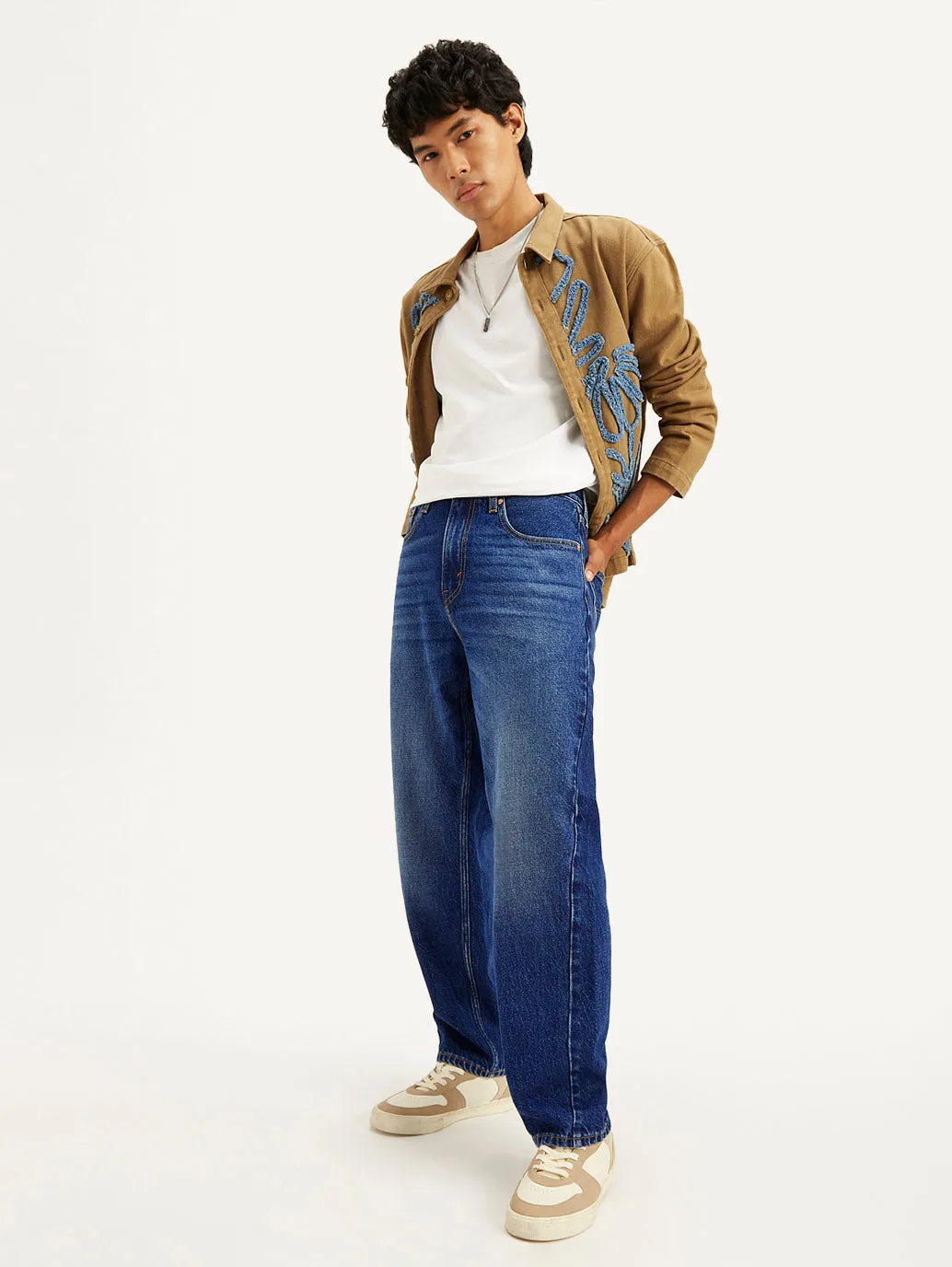Men's 568 Blue Loose Straight Fit Mid Rise Jeans