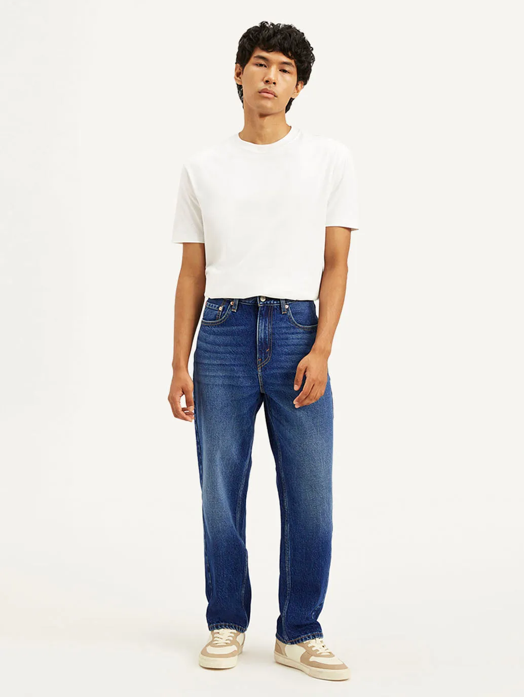 Men's 568 Blue Loose Straight Fit Mid Rise Jeans