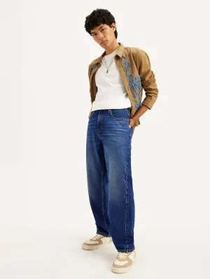 Men's 568 Blue Loose Straight Fit Mid Rise Jeans