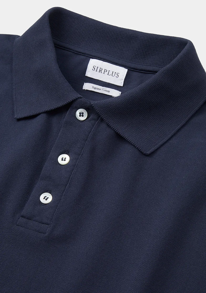 Navy Pique Cotton Polo Shirt