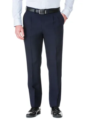 OUYEN FLEXIWAIST PLEATED TROUSER - NAVY