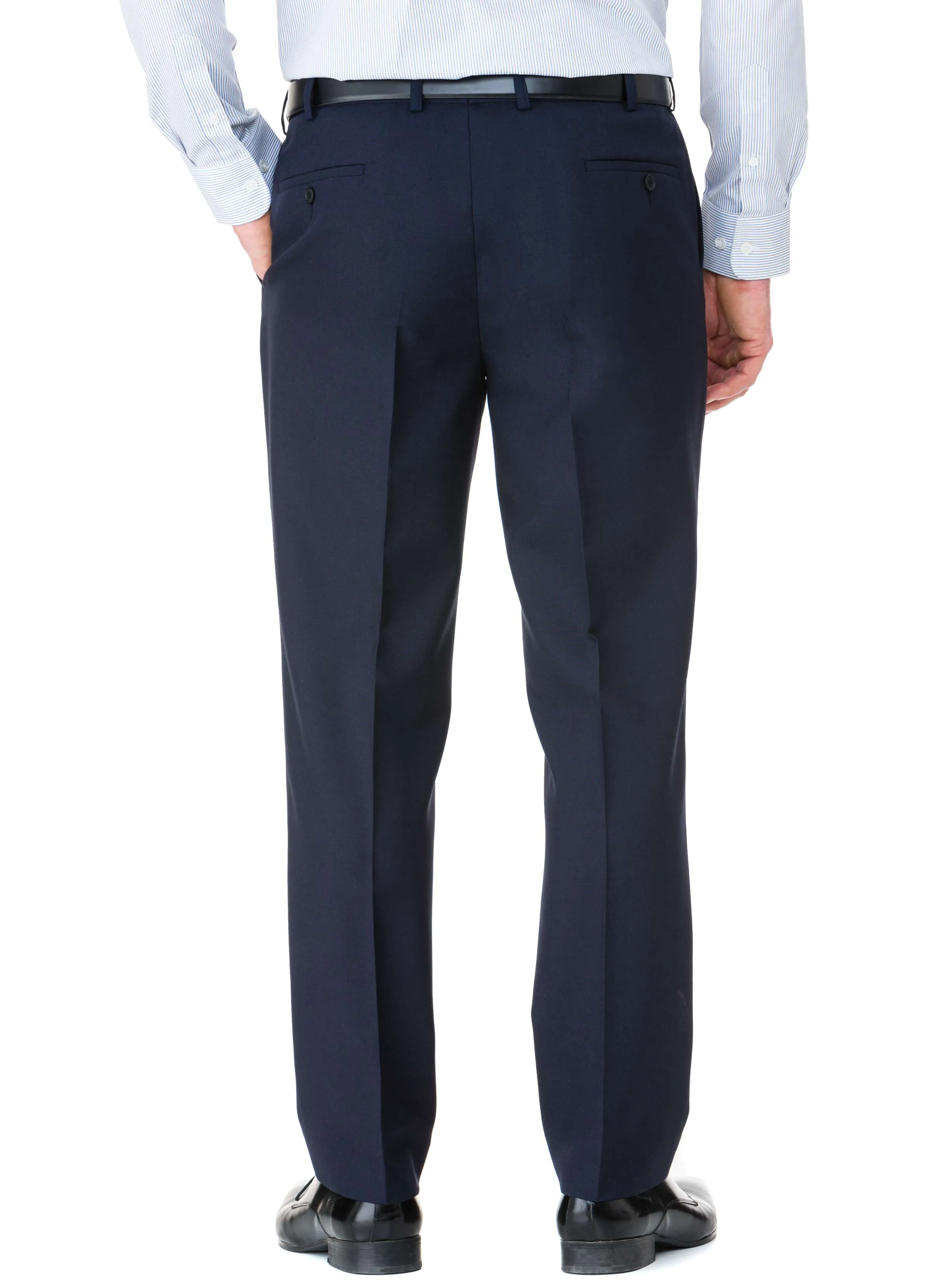 OUYEN FLEXIWAIST PLEATED TROUSER - NAVY