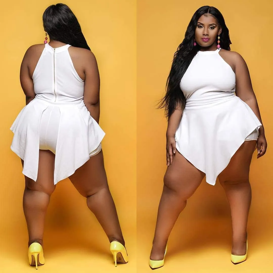 Plus Size Shorts Rompers for Womens Casual Summer Sexy Clubwear Halter Tank Top Sleeveless Jumpsuits Dressy Elegant
