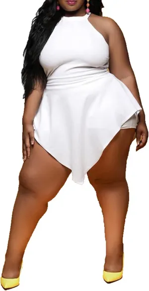 Plus Size Shorts Rompers for Womens Casual Summer Sexy Clubwear Halter Tank Top Sleeveless Jumpsuits Dressy Elegant