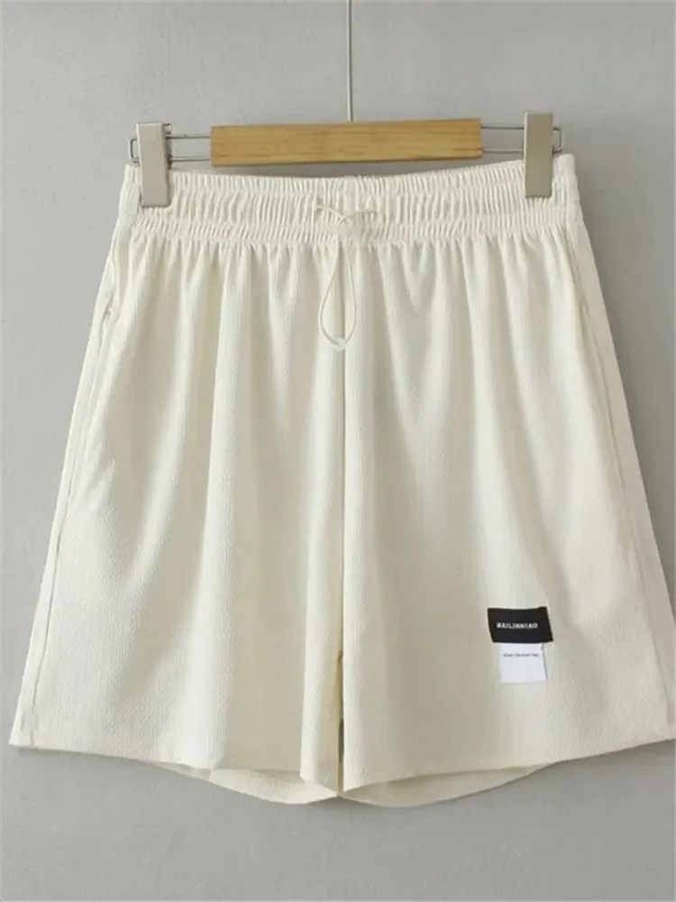 Plus Size Women's Clothing Elasticated Waist Shorts With Drawstring Woven Fabric Shorts Loose-Fitting Wide-Legged Trousers