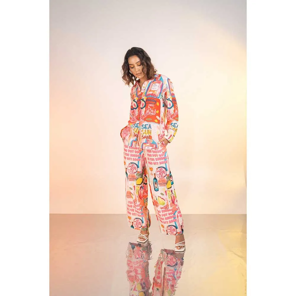 Poppi Summer Print Wide Legged Cyrus Trousers