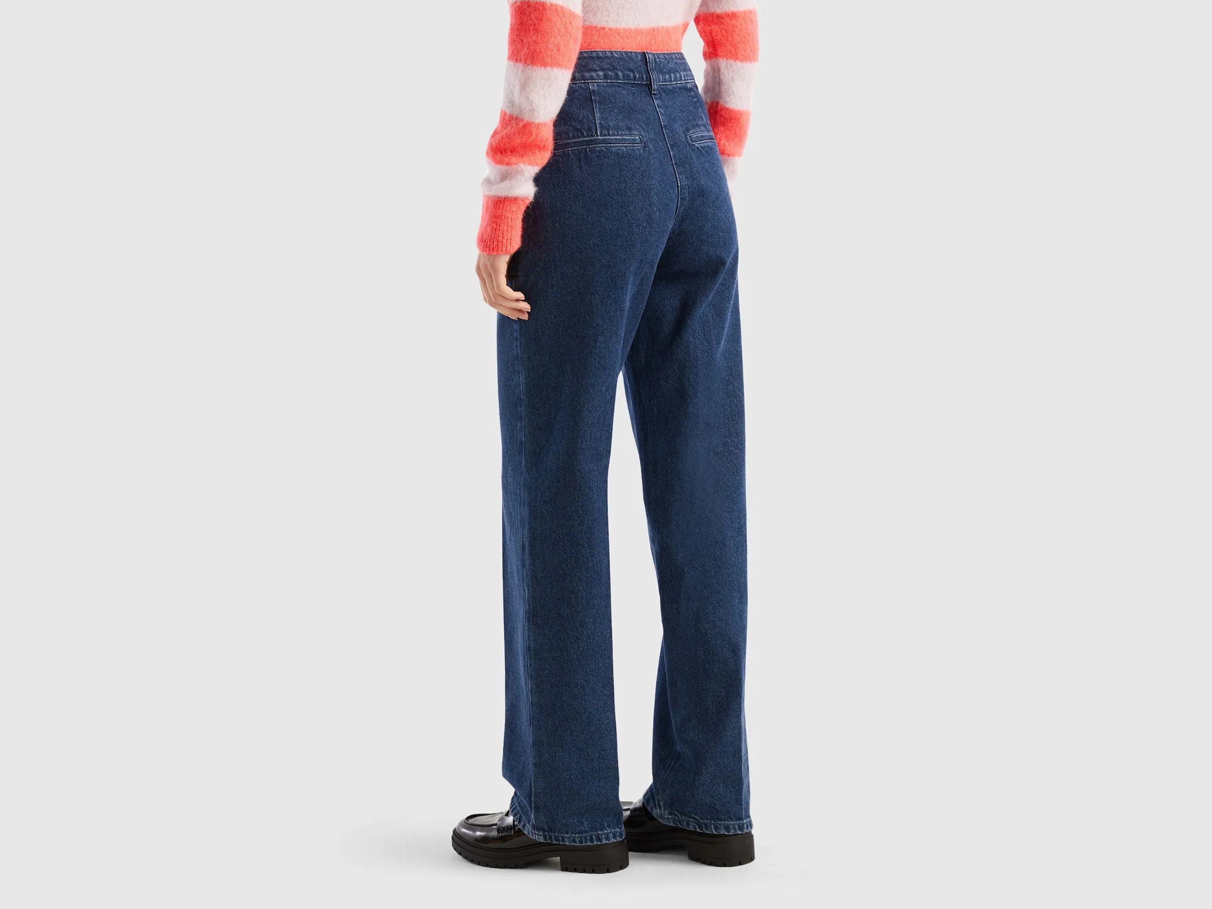 Pure Cotton Denim Wide-Legged Blue Jeans