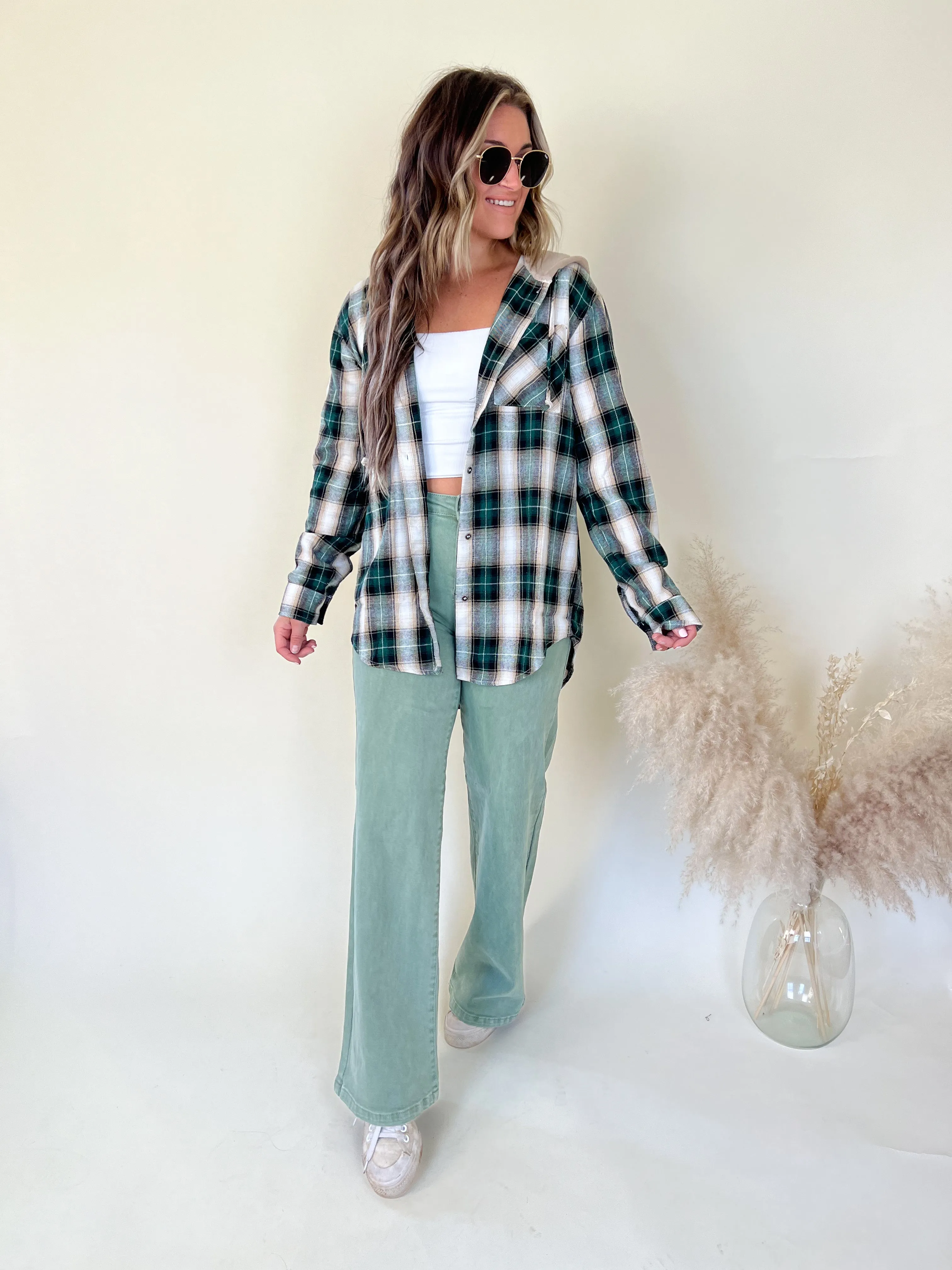 Risen Wide Leg Pants | Olive FINAL SALE