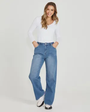 SASS EMERALD HIGH WAISTED WIDE LEG JEANS