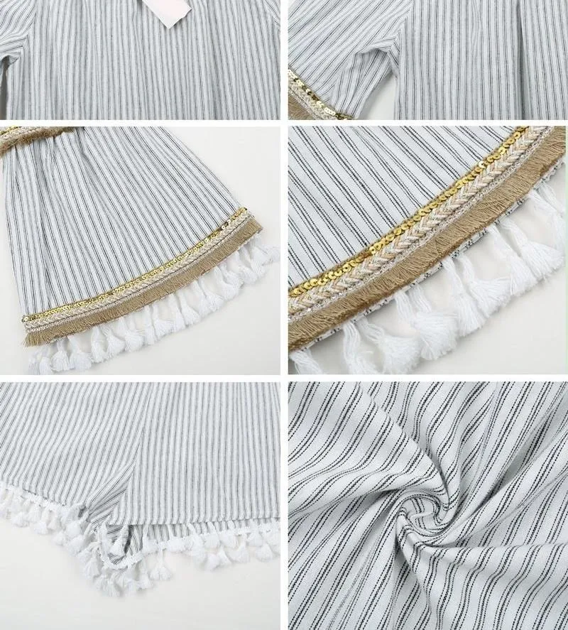 Tassel flare sleeve playsuit