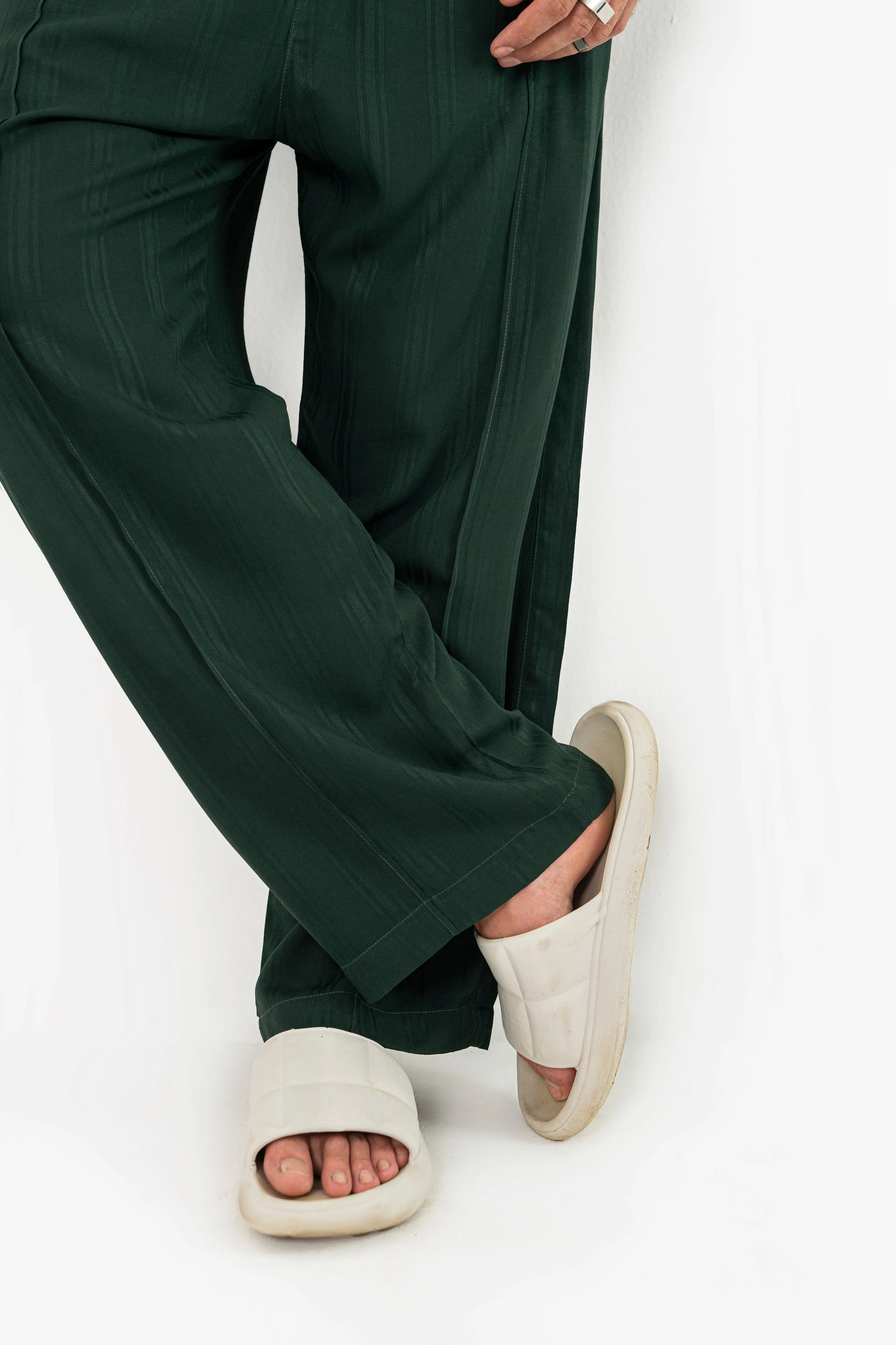 Textured Evergreen Trouser Pants