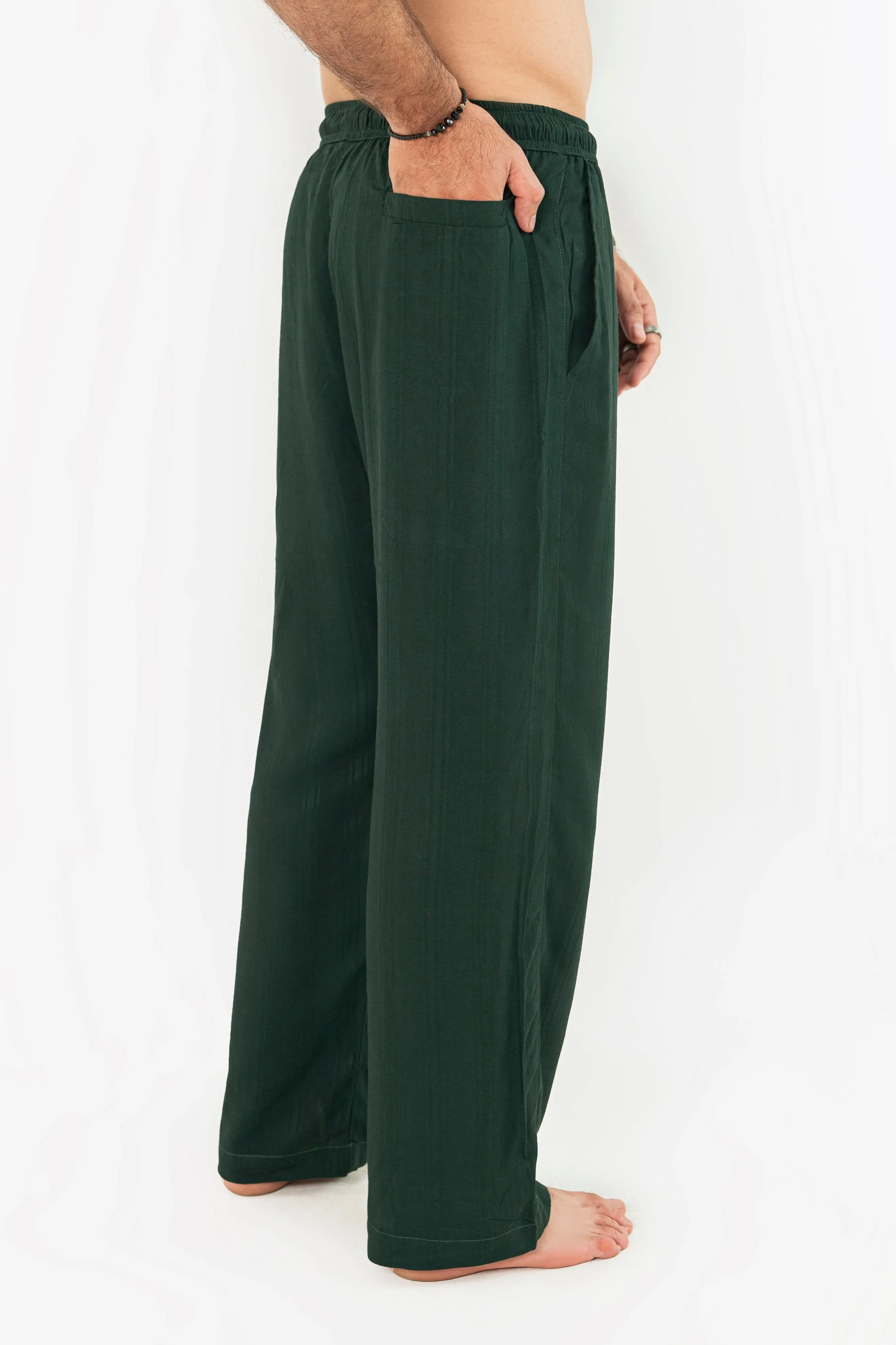 Textured Evergreen Trouser Pants
