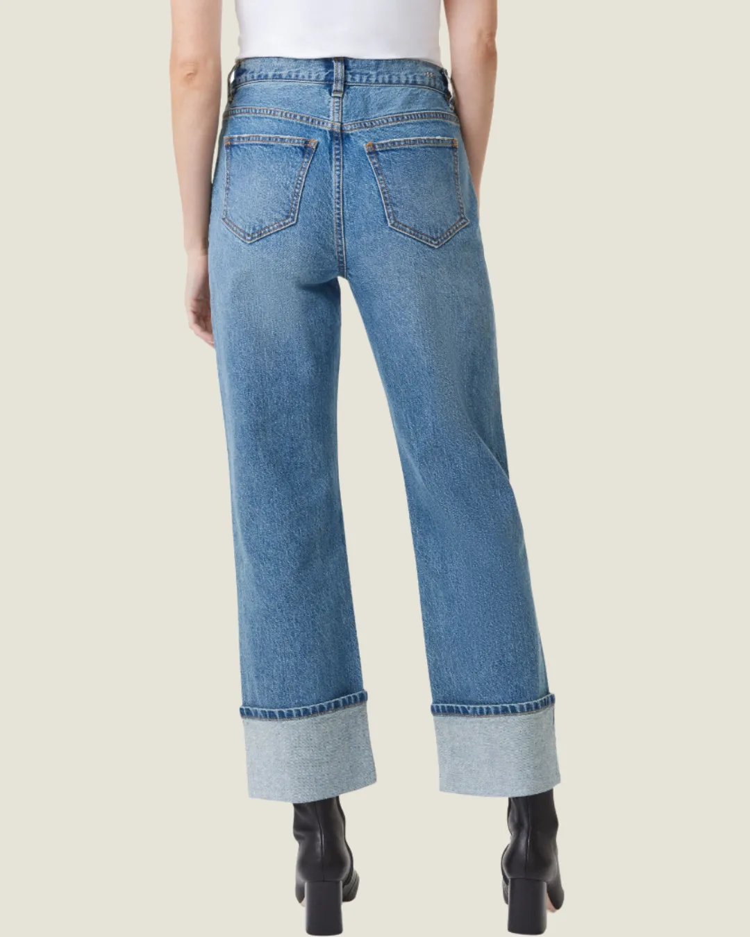 The Peyton: Medium Wash High Rise Cuff Jeans