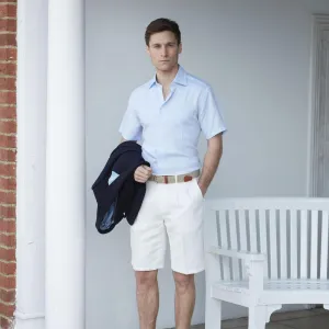 Tully Chalk White Twill Linen Shorts