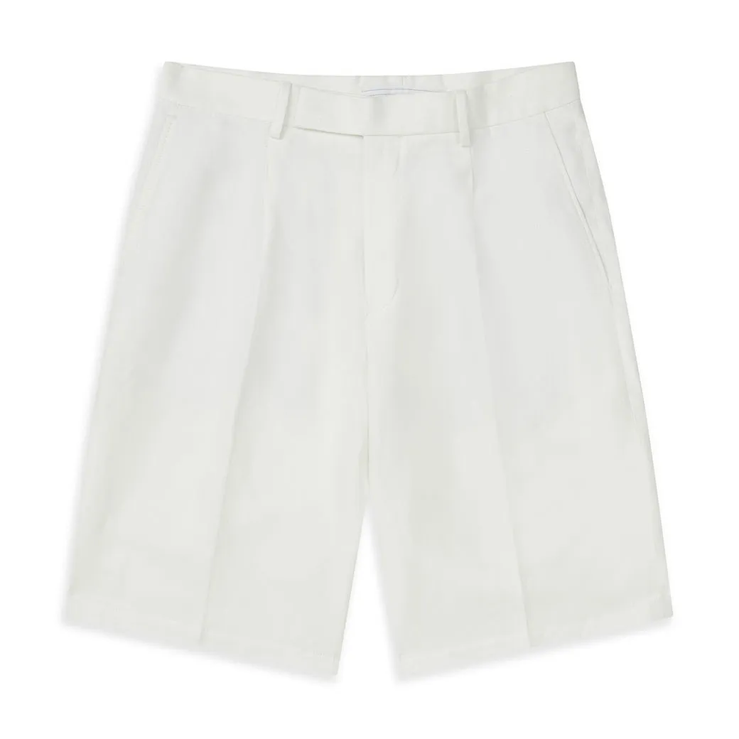 Tully Chalk White Twill Linen Shorts