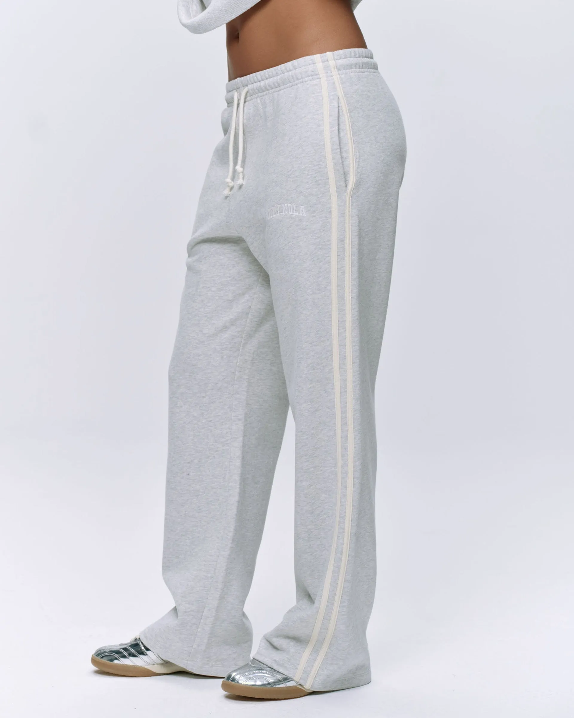 Varsity Loose Fit Sweatpants - Light Grey Melange/Marshmallow White