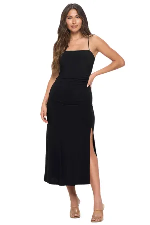 VELVET CAMISOLE MAXI DRESS WITH SIDE RUCHING