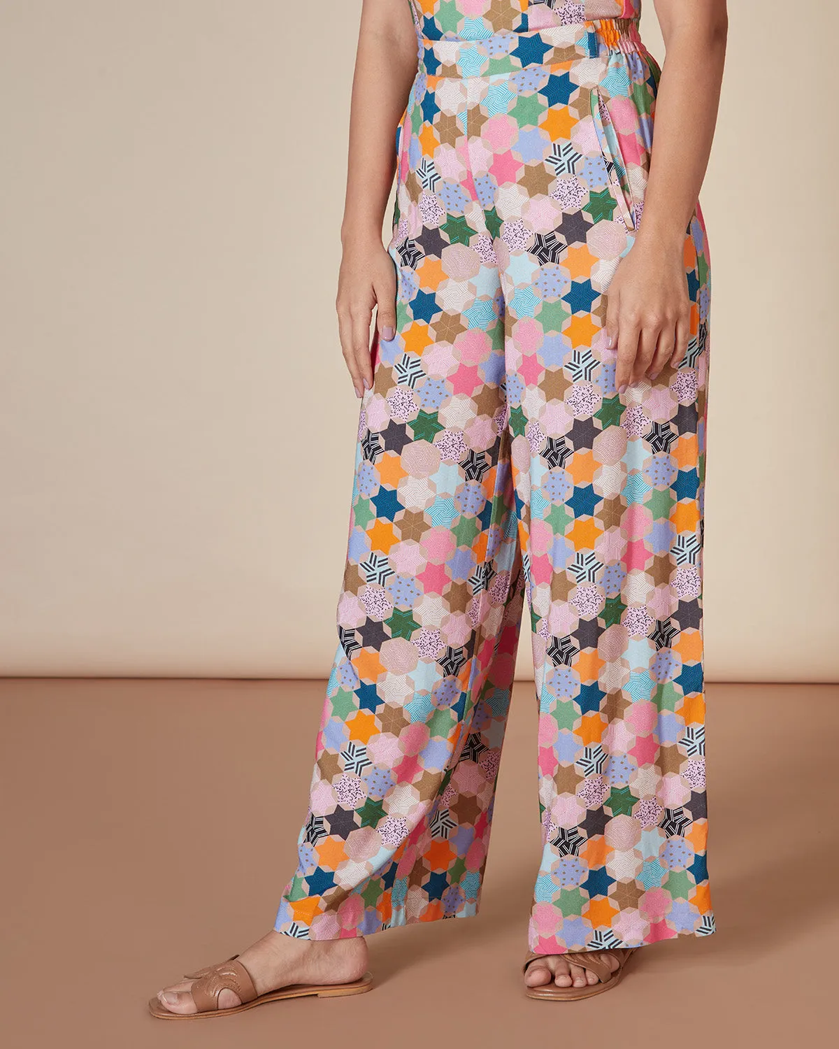 Woodstock Printed Wide-Legged Pants