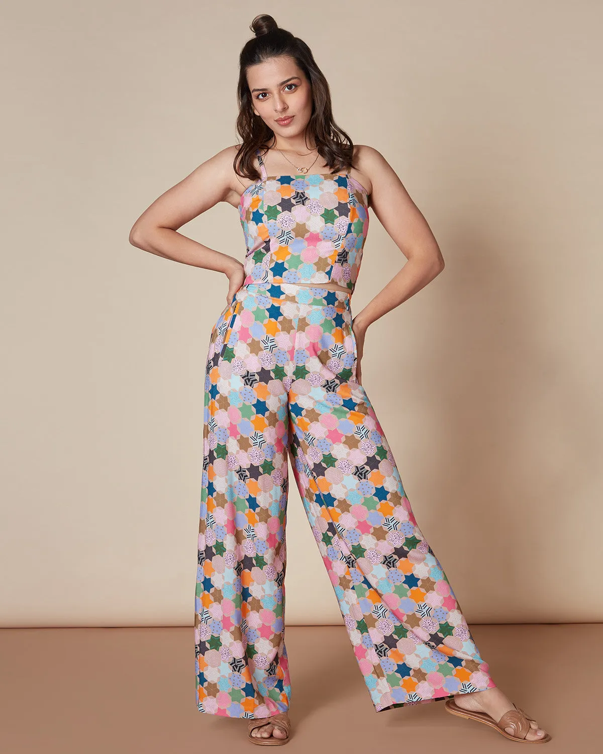 Woodstock Printed Wide-Legged Pants